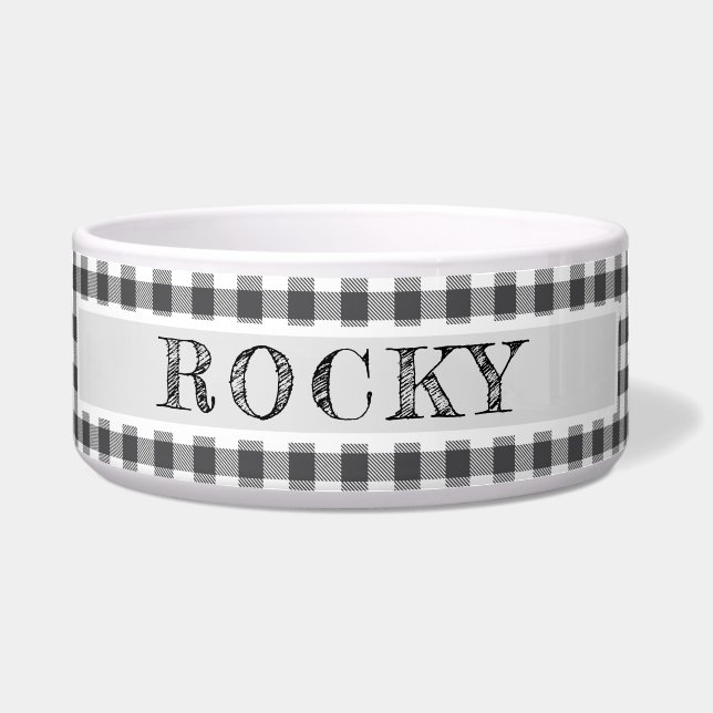 Rustikales Black & White Buffalo Lumberjack Karier Napf (Vorderseite)