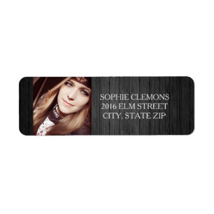 Rustikales Black Wood Abschluss Foto Adressenmarke