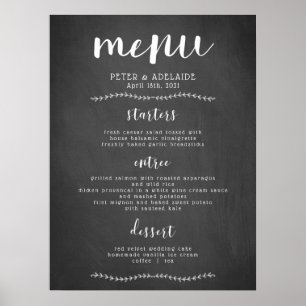 Rustikales Blackboard-Hochzeitsmenü - Zeichen/ Pos Poster