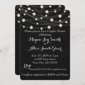 Rustikales Blackboard und String Lights Paare Dusc Einladung (Vorne/Hinten)