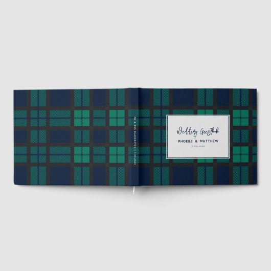 Rustikales Blackwatch Script Wedding Tartan Gästebuch (Voll)