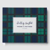Rustikales Blackwatch Script Wedding Tartan Gästebuch (Vorderseite)