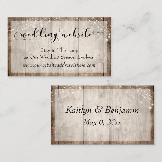 Rustikales, blassbraunes Holz mit Licht, Hochzeits Begleitkarte (Vorne/Hinten)