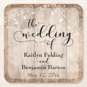 Rustikales, blassbraunes Holz und Lichter, "Die Ho Rechteckiger Pappuntersetzer (Vorderseite)