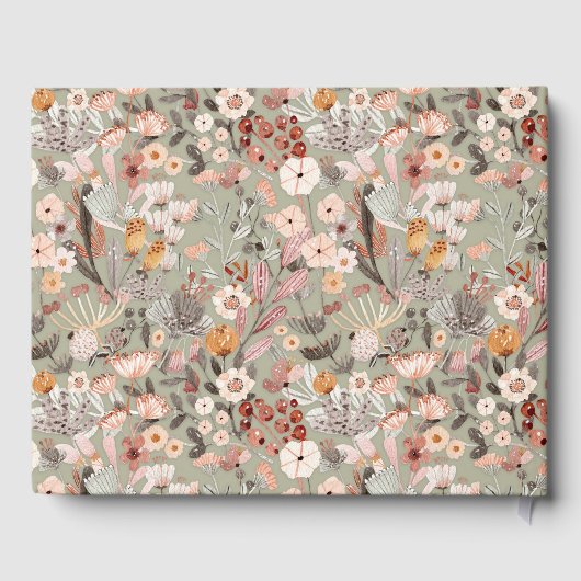 Rustikales Blatt Green Taupe floral Boho Custom We Gästebuch (Rückseite)