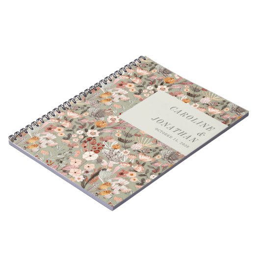 Rustikales Blatt Green Taupe floral Boho Custom We Notizblock (Linke Seite)