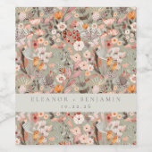 Rustikales Blatt Green Taupe floral Boho Custom We Weinetikett (Einzelnes Label)