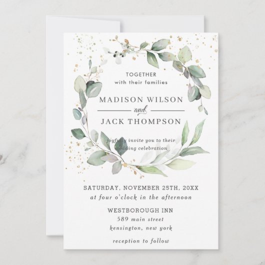 Rustikales Blattgold Einladung (Vorderseite)