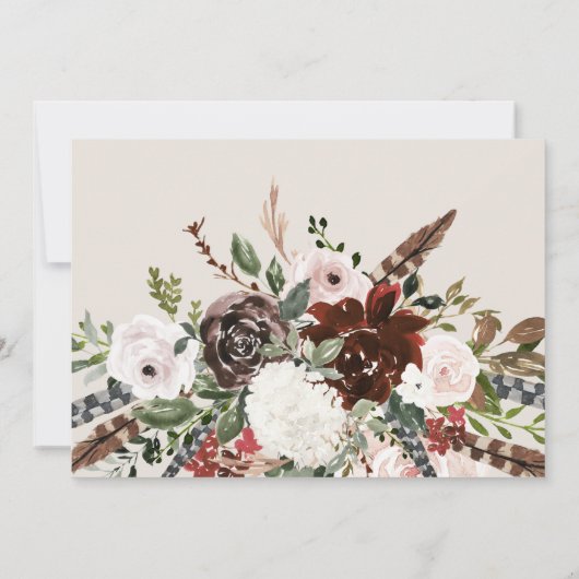 Rustikales Blattwerk, Blumenverkündung und Junggeb Save The Date (Rückseite)