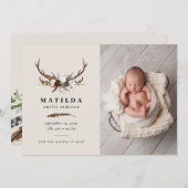 Rustikales Blattwerk, Blumenverkündung und Junggeb Save The Date (Vorne/Hinten)