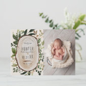 Rustikales Blattwerk, Blumenverkündung und Junggeb Save The Date (Stehend Vorderseite)