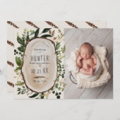 Rustikales Blattwerk, Blumenverkündung und Junggeb Save The Date (Vorne/Hinten)