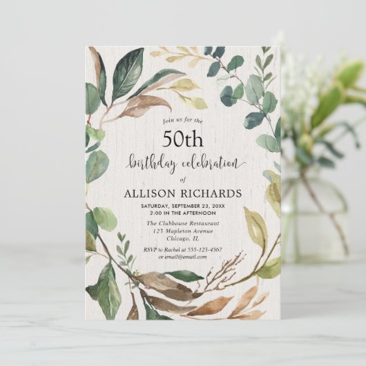 Rustikales Blattwerk fällt jedes Alter Erwachsenen Einladung (Stehend Vorderseite)