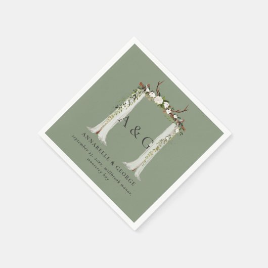 Rustikales Blattwerk, hellblühende Junggeburt Serviette (Ecke)