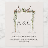 Rustikales Blattwerk, hellblühende Junggeburt Weinetikett (Einzelnes Label)