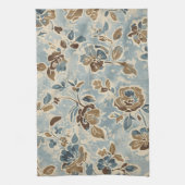 Rustikales Blau Braun Beige Floral Geschirrtuch (Vertikal)