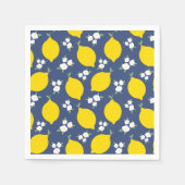 Rustikales Blau-Gelb-Zitronenmuster Serviette (Vorderseite)