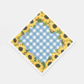 Rustikales Blau Gingham & Sonnenblumen Serviette (Ecke)