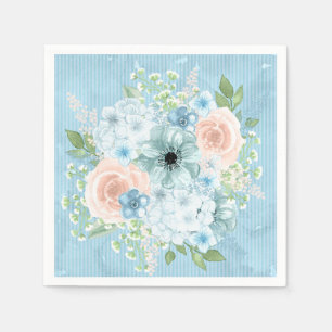 Rustikales Blau Rosa Grün Floral Shabby Chic Serviette