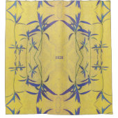 Rustikales Blau und Gelb Duschvorhang (Vorderseite)