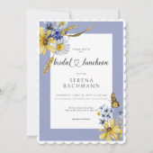 Rustikales Blau und Gelbe Wildblumen Bridal Lunche Einladung (Vorderseite)