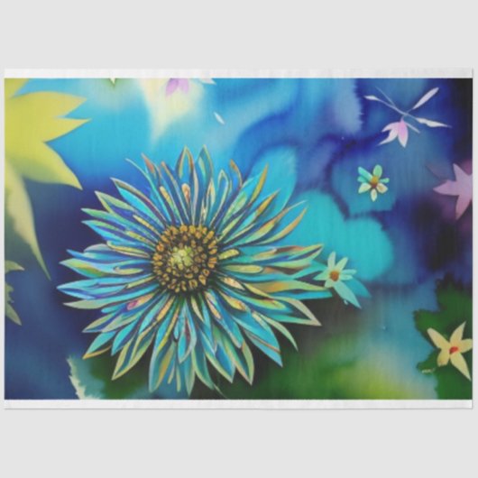 Rustikales Blau und grüne Wasserfarben Seidenpapier (Vorderseite)