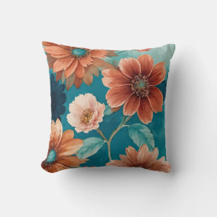 Rustikales Blau und Rust Boho Kissen