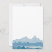 Rustikales blaues Aquarellengebirge Einladung (Rückseite)