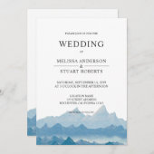 Rustikales blaues Aquarellengebirge Einladung (Vorne/Hinten)