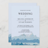 Rustikales blaues Aquarellengebirge Einladung (Vorne/Hinten)