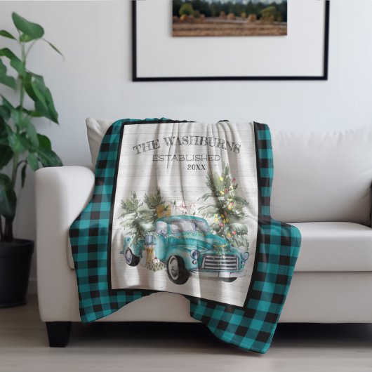 Rustikales blaues Bauernhaus LKW | Familienname sc Fleecedecke