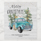 Rustikales Blaues Bauernhaus LKW Weinetiketten Weinetikett (Einzelnes Label)