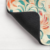 Rustikales blaues Blätter und roorfarbenes Blumenm Mousepad (Ecke)