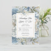 Rustikales blaues Blümchen Etwas Blaues Brautparty Einladung (Stehend Vorderseite)