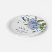 Rustikales blaues Blume Grünes Brautparty Pappteller (Schrägansicht)