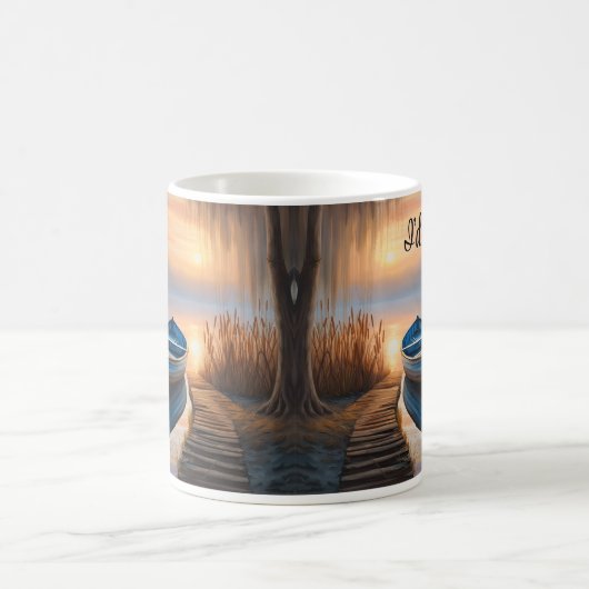 Rustikales blaues Boot, ich würde eher fischen Kaffeetasse (Mittel)