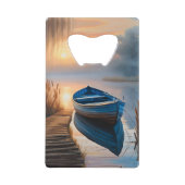 Rustikales blaues Boot Morning Sky Reflektion Geldbeutel Flaschenöffner (Vorderseite)