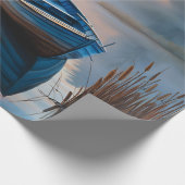 Rustikales blaues Boot Morning Sky Reflektion Geschenkpapier (Ecke)