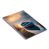 Rustikales blaues Boot Morning Sky Reflektion Notizblock (Rechte Seite)
