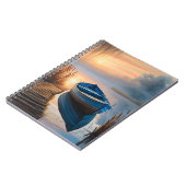 Rustikales blaues Boot Morning Sky Reflektion Notizblock (Linke Seite)