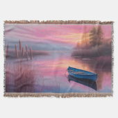 Rustikales blaues Boot rosa Himmel Reflexion Decke (Vorderseite)