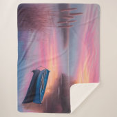 Rustikales blaues Boot rosa Himmel Reflexion Sherpadecke (Vorderseite)