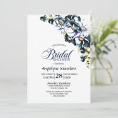 Rustikales blaues Brautparty Einladung (Stehend Vorderseite)