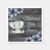 Rustikales blaues Elefant florales Holz Napkins Serviette (Vorderseite)