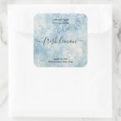 Rustikales, blaues Etikett für Damast Quadratischer Aufkleber (Tasche)