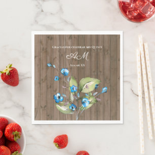Rustikales blaues Floral Gracias Por Celebrar mis Serviette