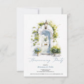 Rustikales blaues Folgeprodukt Grünes Party Einladung (Vorderseite)