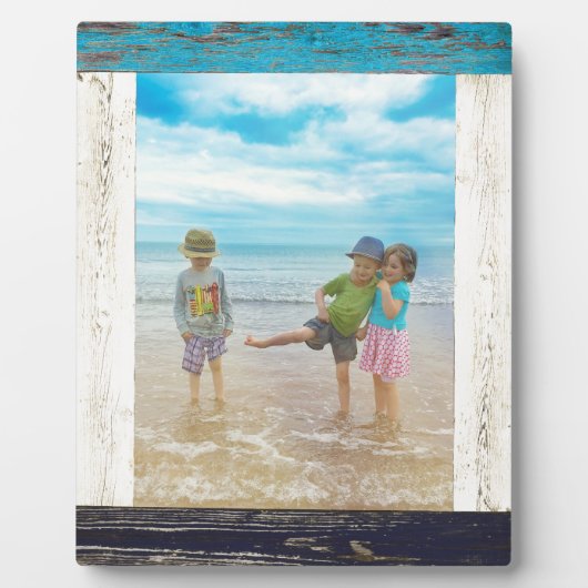 Rustikales blaues Foto Fotoplatte (Vorderseite)