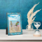 Rustikales blaues Foto mit gestörtem Holztext Fotoplatte (Seite)