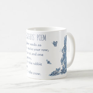 Rustikales blaues Gärtnergedicht Kaninchen Krähe V Kaffeetasse